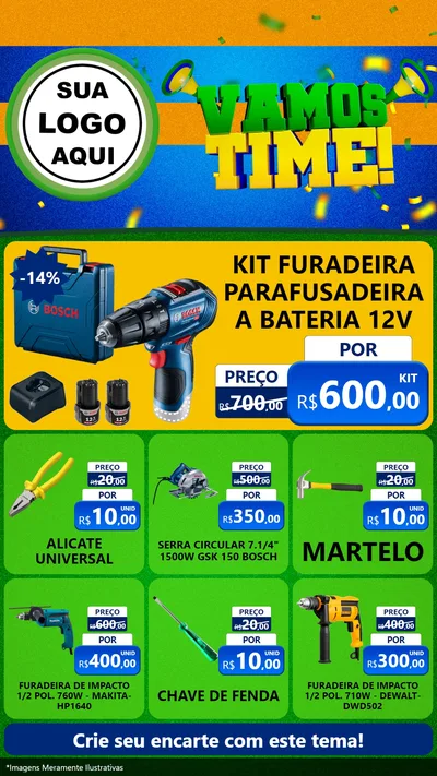Modelo de Rede Social para Stories com o tema Vamos Time! para Maquinas e Ferramentas