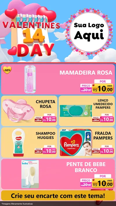 Modelo de TV para TV Vertical com o tema Valentine's Day para Bebês