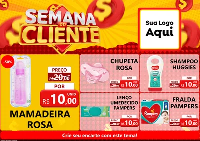 Modelo de Encarte para Encarte A4 Horizontal com o tema Semana do Cliente para Bebês