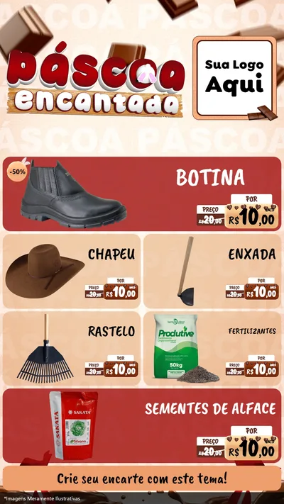 Modelo de TV para TV Vertical com o tema Páscoa Encantada para Agropecuária