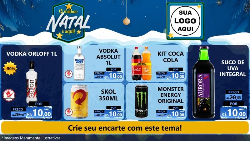 Modelo de TV para TV Horizontal com o tema O Melhor Natal É Aqui! para Distribuidora de bebidas