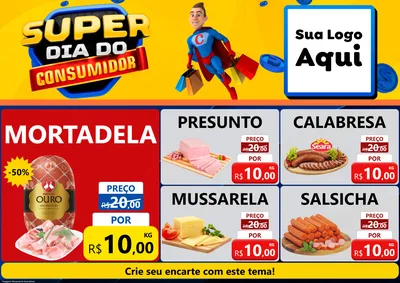 Modelo de Encarte para Encarte A4 Horizontal com o tema Super Dia do Consumidor para Frios e Laticínios