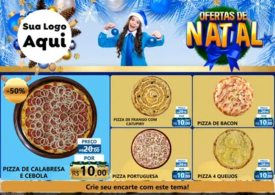 Modelo de Encarte para Encarte A4 Horizontal com o tema Ofertas de Natal para Pizzaria