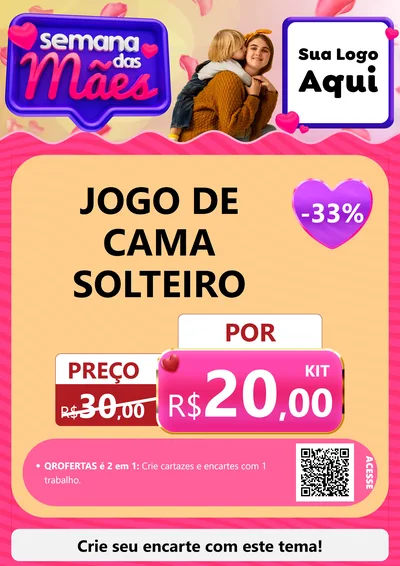 Modelo de Cartaz para Cartaz A4 Vertical com o tema Semana das Mães para Cama, Mesa e Banho