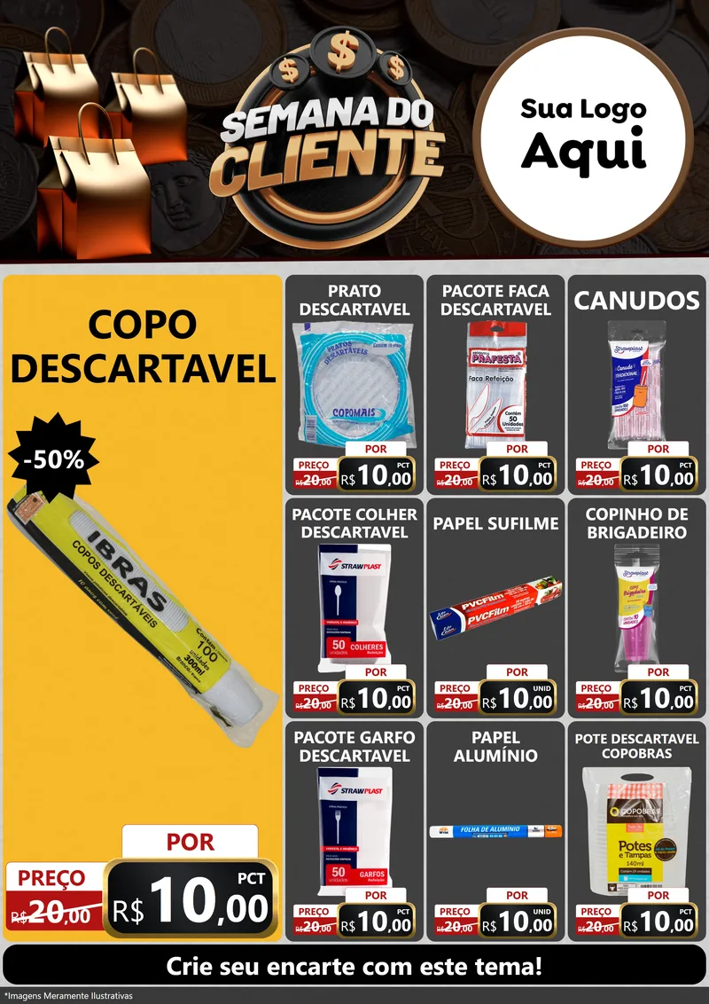 Modelo de Encarte para Encarte A4 Vertical com o tema Semana do Cliente para Embalagens