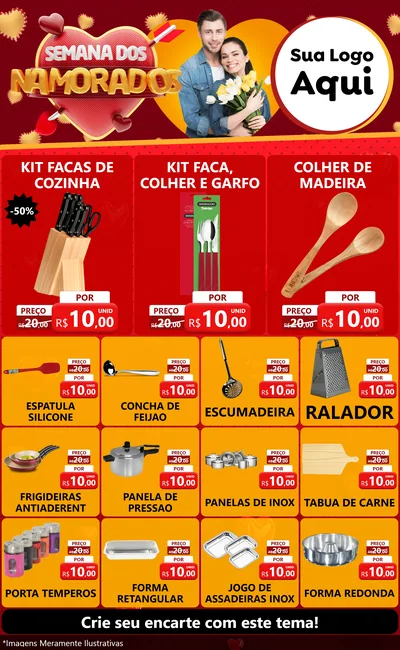 Modelo de Encarte para Encarte Grande com o tema Semana dos Namorados para Utilidades Domésticas