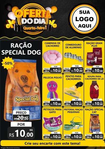Modelo de Encarte para Encarte A4 Vertical com o tema Oferta do Dia - Quarta Feira! para Pet Shop