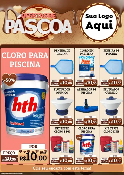 Modelo de Encarte para Encarte A4 Vertical com o tema Ofertas de Páscoa para Produtos para Piscina