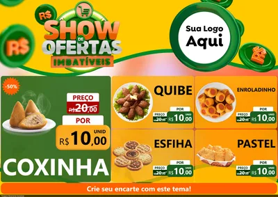 Modelo de Encarte para Encarte A4 Horizontal com o tema Show de Ofertas Imbatíveis para Salgadaria