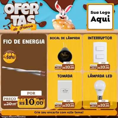 Modelo de Rede Social para Feed Facebook com o tema Ofertas de Páscoa para Materiais Elétricos