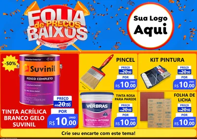 Modelo de Encarte para Encarte A4 Horizontal com o tema Folia de Preços Baixos para Tintas e Ferramentas