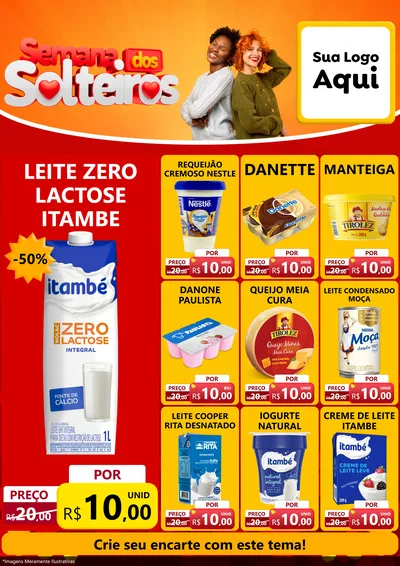 Modelo de Encarte para Encarte A4 Vertical com o tema Semana dos Solteiros para Frios e Laticínios