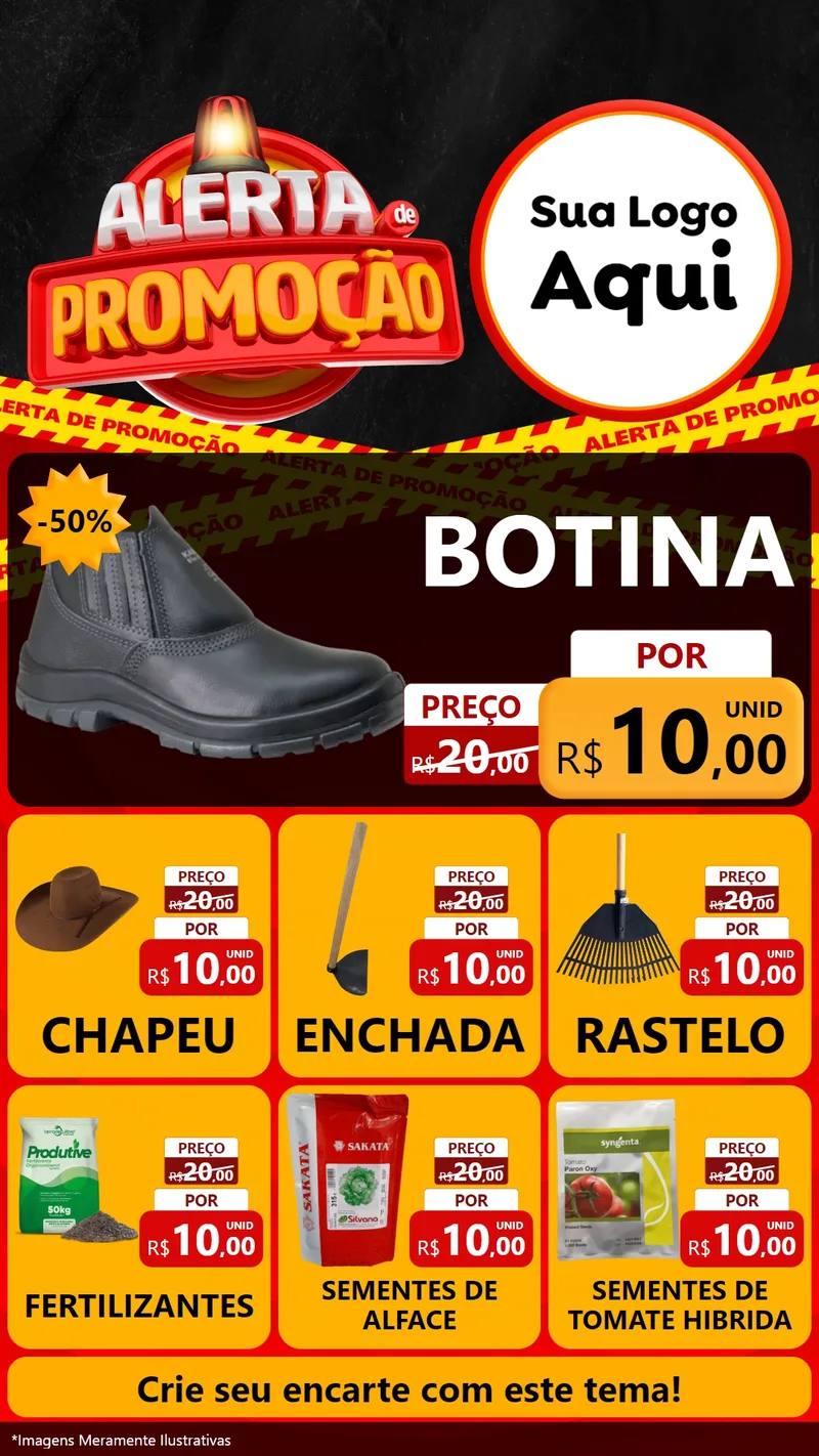 Modelo de Rede Social para Stories com o tema Alerta de Promoção para Agropecuária