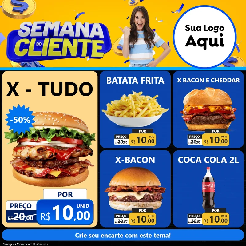 Modelo de Rede Social para Feed Facebook com o tema Semana do Cliente para Hamburgueria