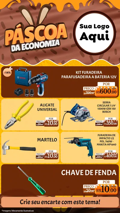 Modelo de TV para TV Vertical com o tema Páscoa da Economia para Maquinas e Ferramentas
