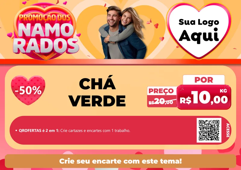Modelo de Cartaz para Cartaz A4 Horizontal com o tema Promoção dos Namorados para Produtos Naturais