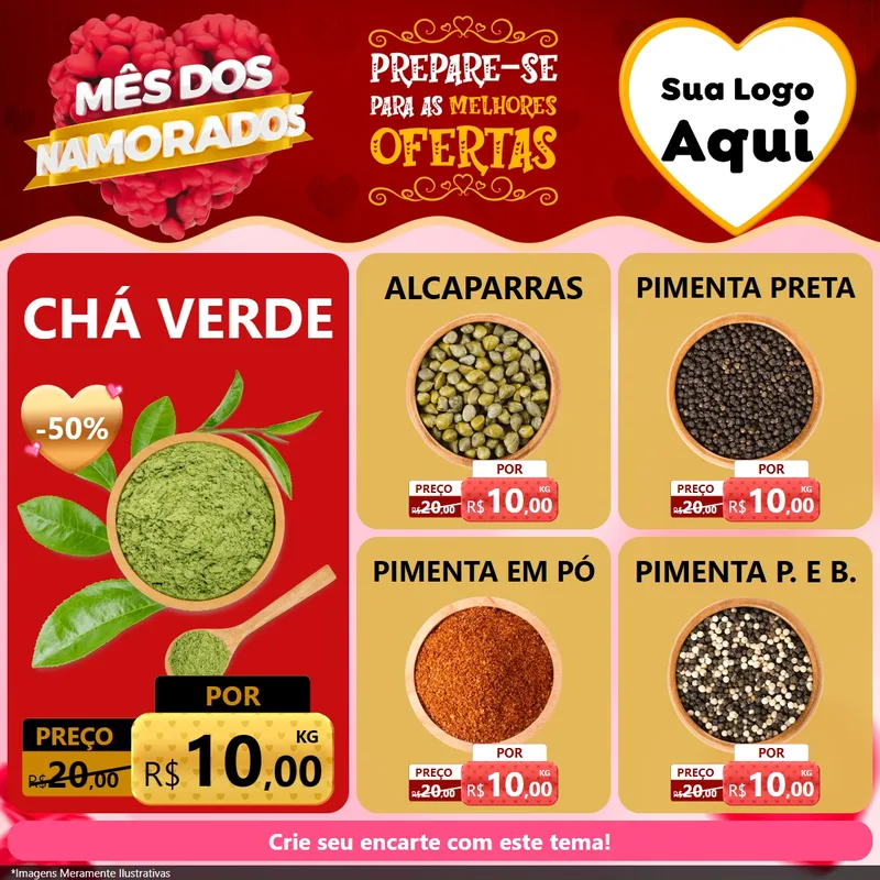 Modelo de Rede Social para Feed Facebook com o tema Mês dos Namorados para Produtos Naturais