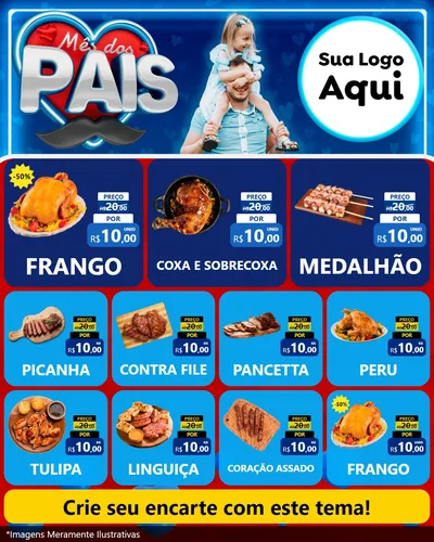 Modelo de Rede Social para Feed Instagram com o tema Mês Dos Pais para Assados
