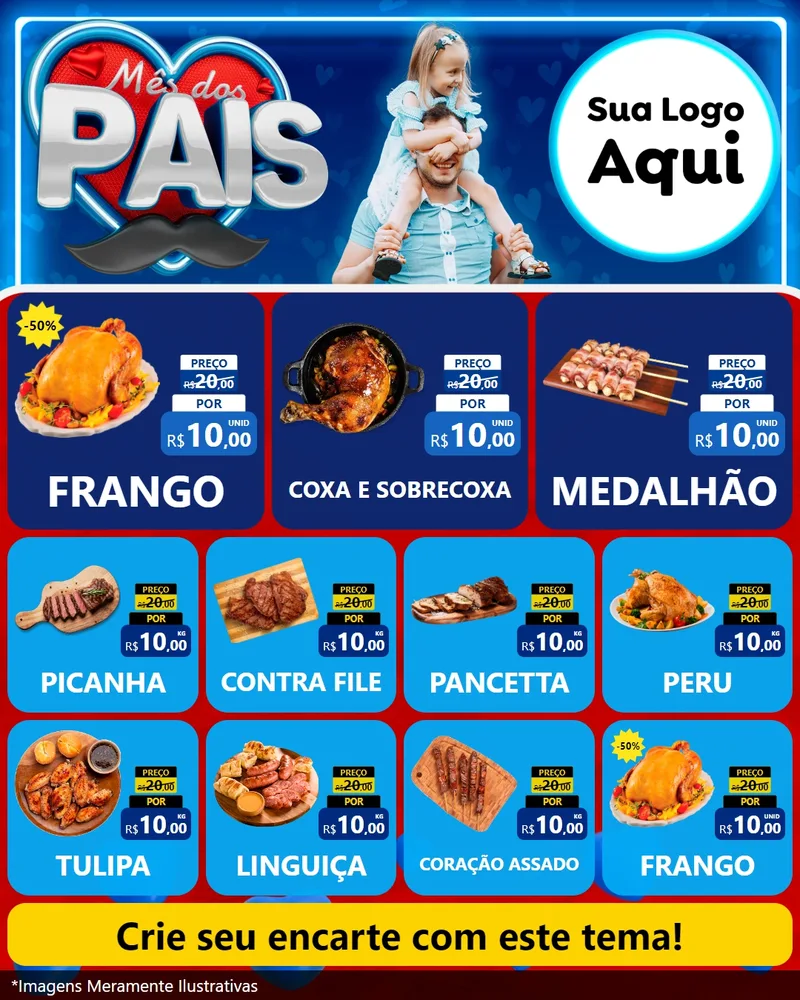 Modelo de Rede Social para Feed Instagram com o tema Mês Dos Pais para Assados