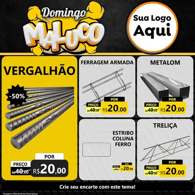 Modelo de Rede Social para Feed Facebook com o tema Domingo Maluco para Ferragens