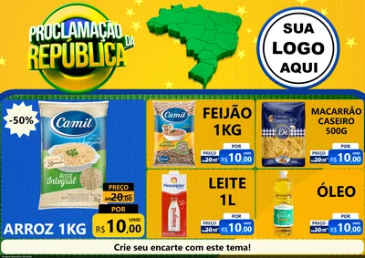 Modelo de Encarte para Encarte A4 Horizontal com o tema Proclamação da República para Supermercado