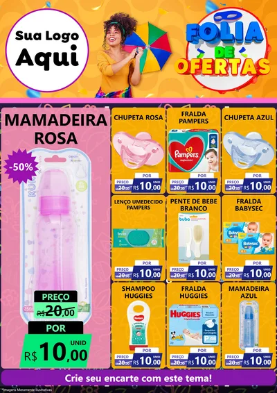 Modelo de Encarte para Encarte A4 Vertical com o tema Folia de Ofertas para Bebês