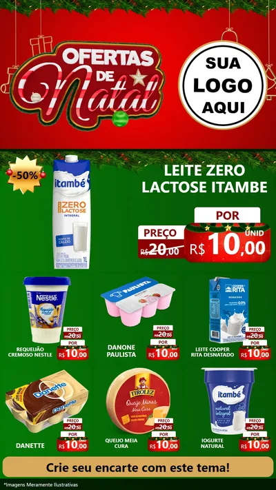 Modelo de Rede Social para Stories com o tema Ofertas de Natal para Frios e Laticínios