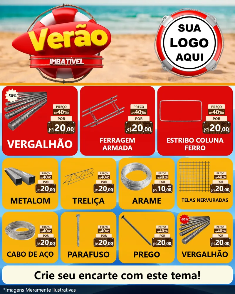 Modelo de Rede Social para Feed Instagram com o tema Verão Imbatível para Ferragens