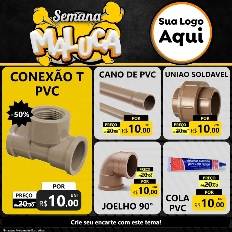 Modelo de Rede Social para Feed Facebook com o tema Semana Maluca para Tubos e conexões