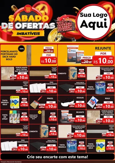 Modelo de Encarte para Encarte A4 Vertical com o tema Sábado de Ofertas Imbatíveis para Pisos e revestimentos