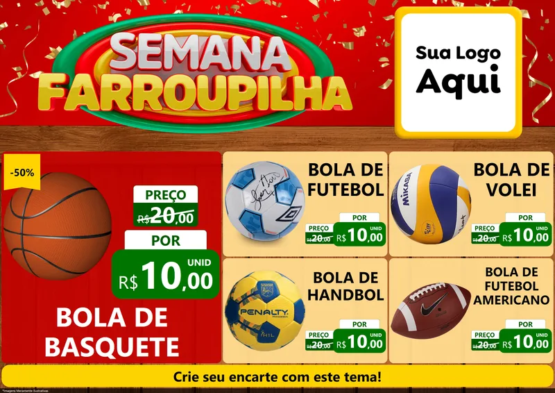 Modelo de Encarte para Encarte A4 Horizontal com o tema Semana Farroupilha para Artigos Esportivos