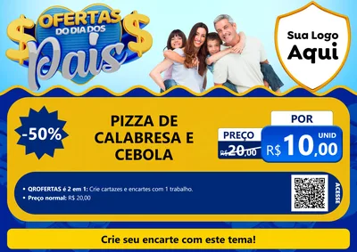 Modelo de Cartaz para Cartaz A4 Horizontal com o tema Ofertas do Dia dos Pais para Pizzaria
