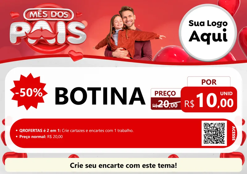 Modelo de Cartaz para Cartaz A4 Horizontal com o tema Mês dos Pais para Agropecuária