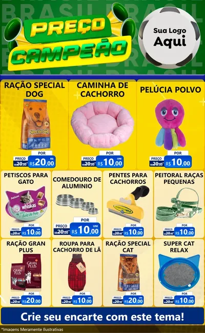 Modelo de Encarte para Encarte Grande com o tema Preço Campeão - Copa para Pet Shop