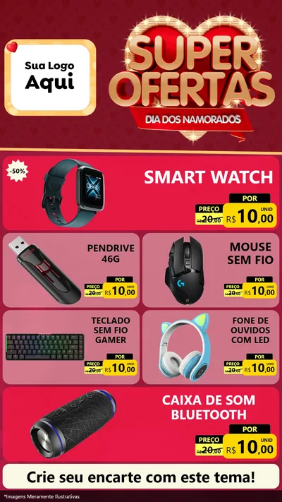 Modelo de TV para TV Vertical com o tema Dia dos Namorados para Informática