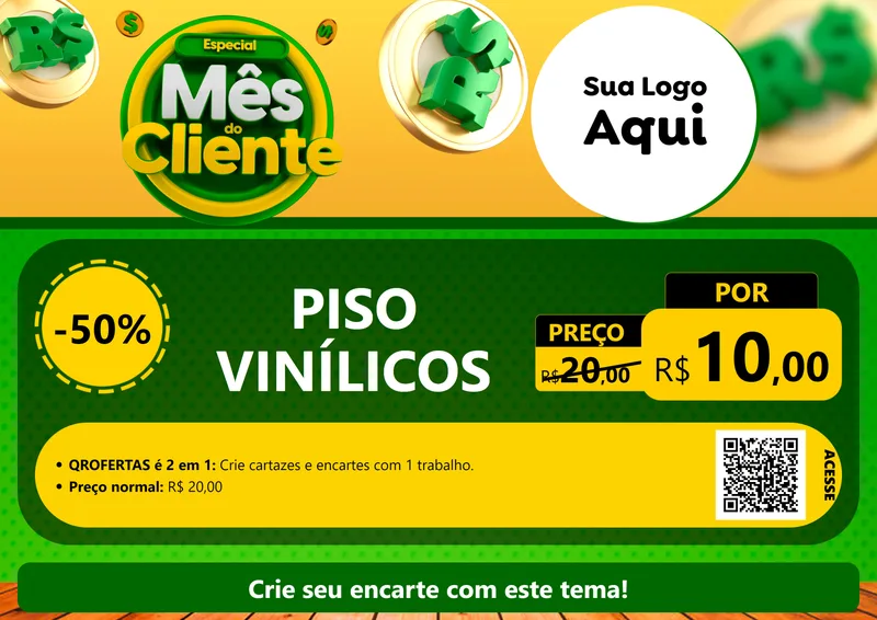 Modelo de Cartaz para Cartaz A4 Horizontal com o tema Especial Mês do Cliente para Material para Construção