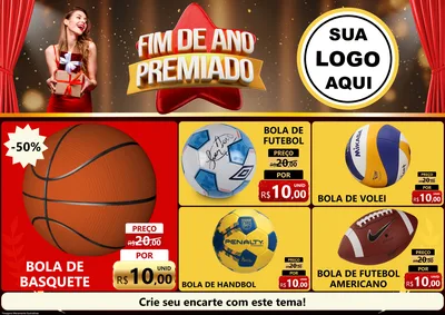 Modelo de Encarte para Encarte A4 Horizontal com o tema Fim de Ano Premiado para Artigos Esportivos