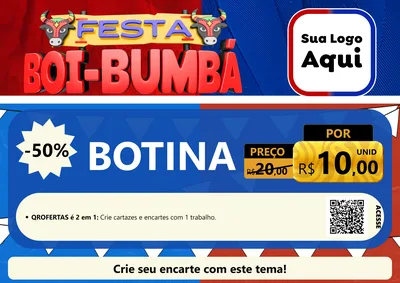 Modelo de Cartaz para Cartaz A4 Horizontal com o tema Festa Boi Bumbá para Agropecuária
