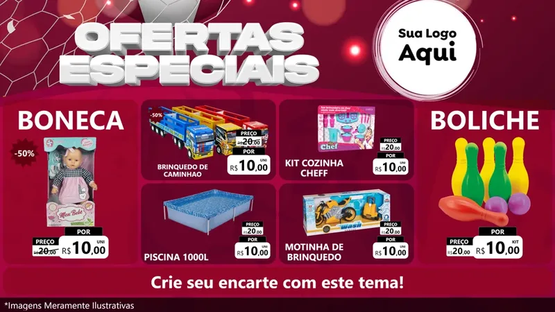 Modelo de TV para TV Horizontal com o tema Ofertas Especiais - Futebol para Brinquedos