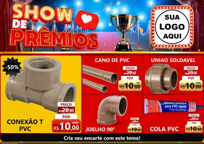 Modelo de Encarte para Encarte A4 Horizontal com o tema Show de Prêmios para Tubos e conexões