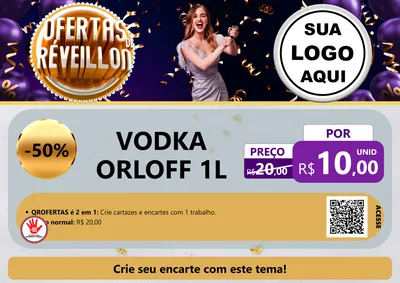 Modelo de Cartaz para Cartaz A4 Horizontal com o tema Ofertas de Réveillon para Distribuidora de bebidas