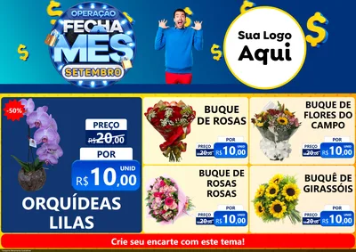 Modelo de Encarte para Encarte A4 Horizontal com o tema Operação Fecha Mês Setembro para Floricultura e jardim