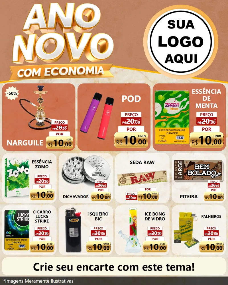 Modelo de Rede Social para Feed Instagram com o tema Ano Novo Com Economia para Tabacaria