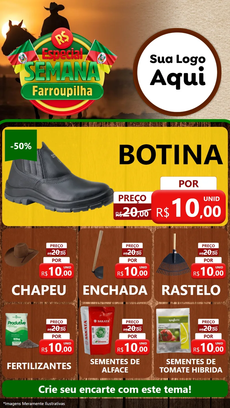 Modelo de Rede Social para Stories com o tema Especial Semana Farroupilha para Agropecuária