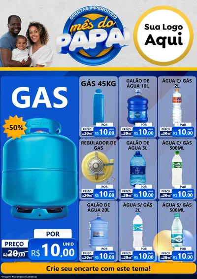 Modelo de Encarte para Encarte A4 Vertical com o tema Ofertas Imperdíveis Mês Do Papai para Água e gás