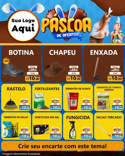 Modelo de Rede Social para Feed Instagram com o tema Páscoa de Ofertas para Agropecuária