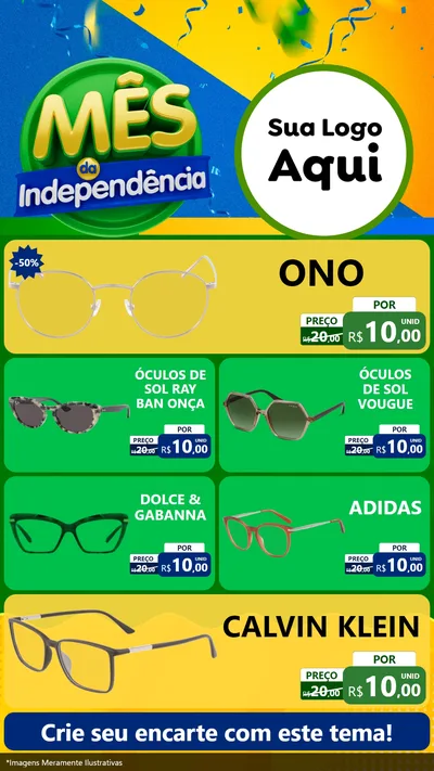 Modelo de TV para TV Vertical com o tema Mês da Independência para Óticas