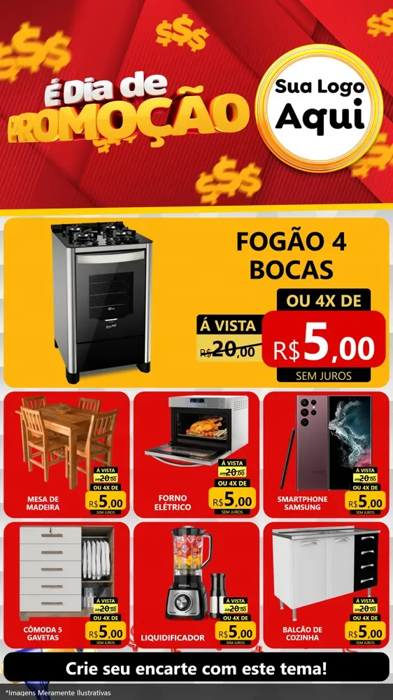 Modelo de Rede Social para Stories com o tema É Dia De Promoção para Móveis e Eletro