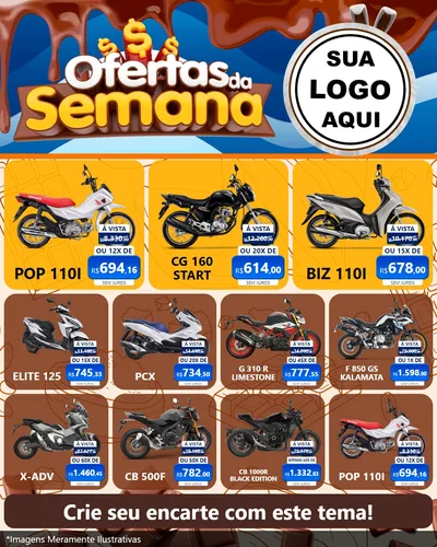 Modelo de Rede Social para Feed Instagram com o tema Ofertas da Semana - Páscoa para Concessionaria de Motos