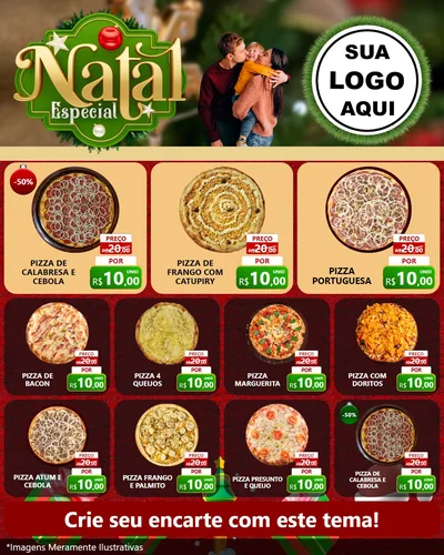Modelo de Rede Social para Feed Instagram com o tema Natal Especial para Pizzaria